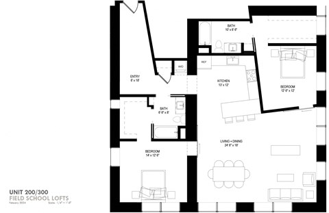 floor plan of the first level of the apartment